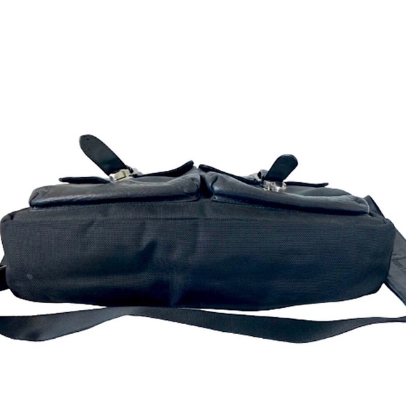 WRALPH LAUREN Black Leather /Canvas Top Handle Briefcase Crossbody Shoulder Bag - Picture 8 of 17